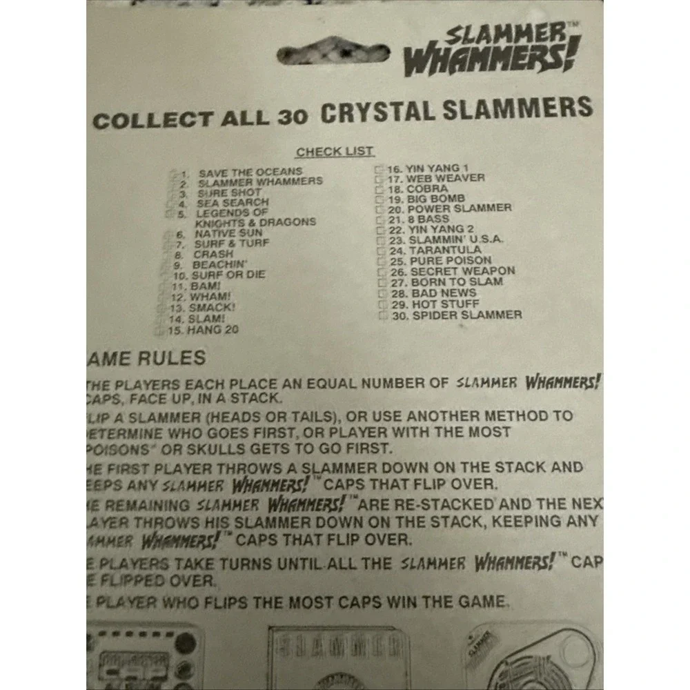 Pogs 1994 Crystal Slammer Whammers NOS Imperial Sealed Super Touch Acrylic 7451